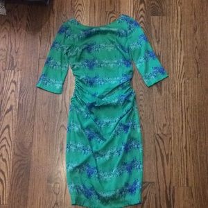 Anthropologie Tracy reese green stretch silk dress